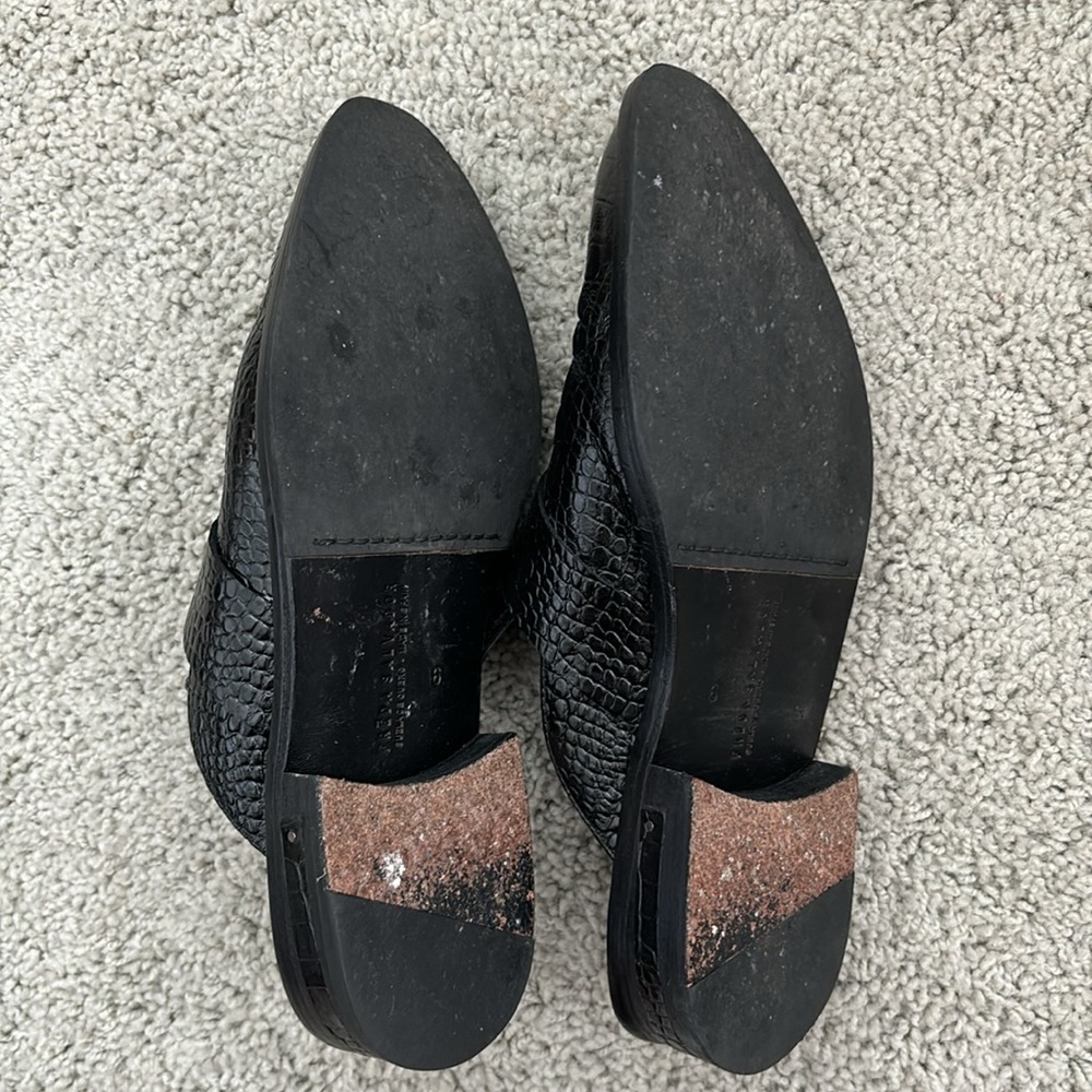 Freda Salvador Black Croc-Embossed Mules - Picture 6 of 9